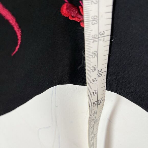 VTG MAGGY LONDON Black Dress Lined Floral Embroidered Strap Sleeveless Sz 8 Y2K - Picture 6 of 9